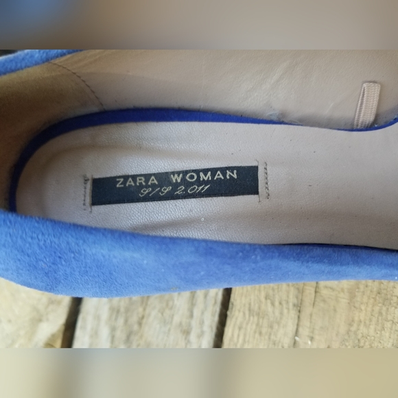 Size 10 Blue Suede Shoes High Heel Pointed Toe Pumps Zara Woman 2011 Rare 41 Eu - Picture 9 of 10